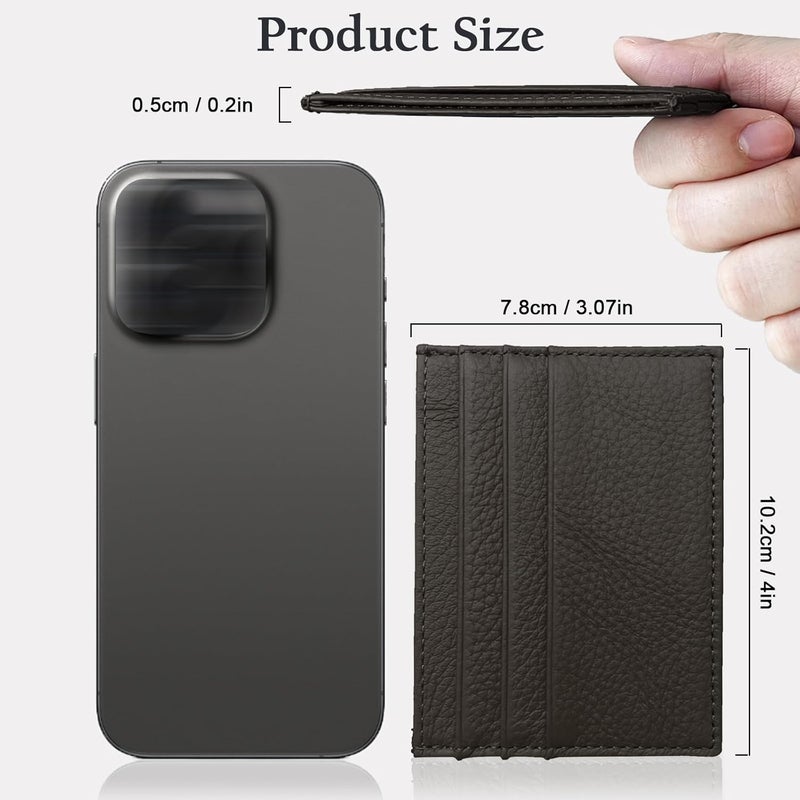 WOXVM Credit Card Holder Wallet RFID Blocking Slim Credit Card Cases Holder Premium Leather Minimalist Front Pocket Small Wallet with 6 Card Slots and 1 Pockets for Men Women (Dark Brown) - Image 2